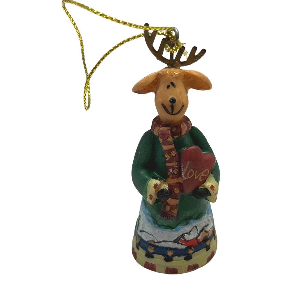 Funny Reindeer Dressed Up Christmas Tree Ornament 2" Tall Folksy